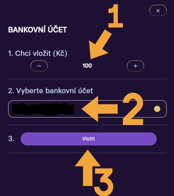 Vklad přes účet