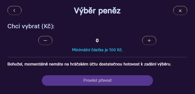 Výběr peněz na Grandwinu