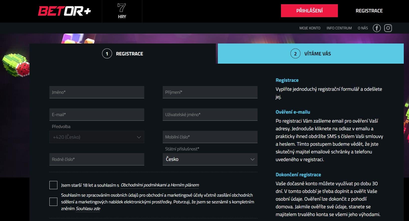 Registrace Betor