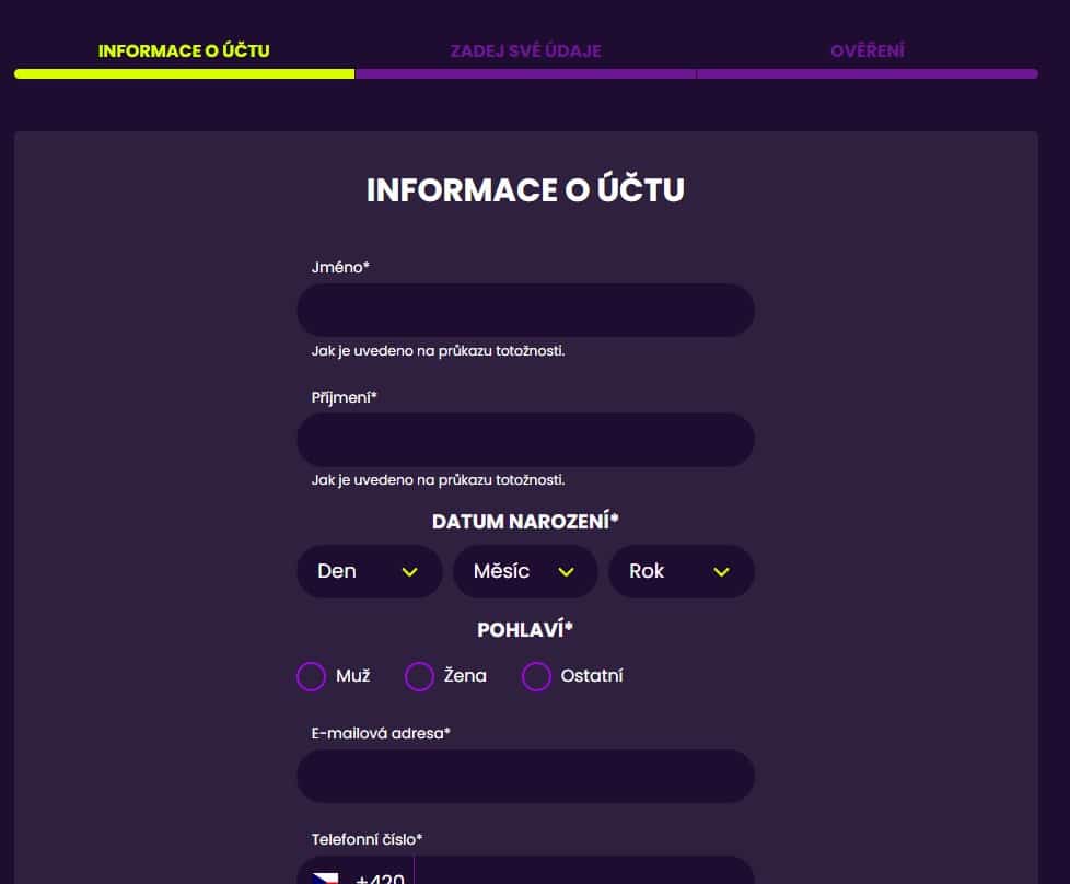 Registrace u Kingsbetu