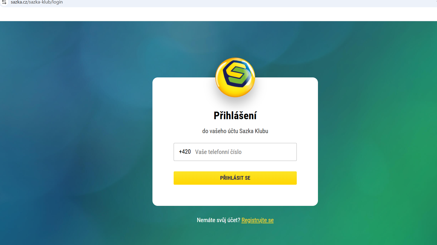 Přihlášení do Sazkaklubu