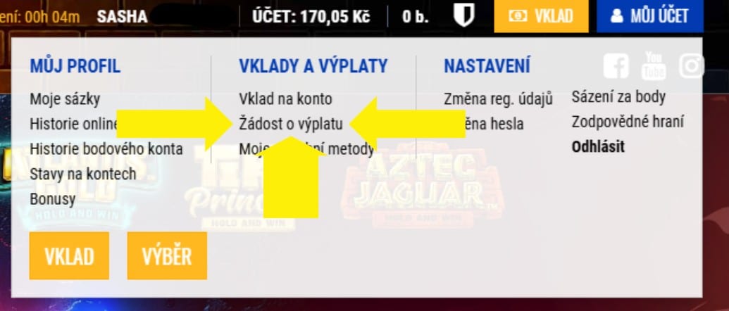 Výběr menu