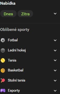 Nabídka sportů k sázení u Chance