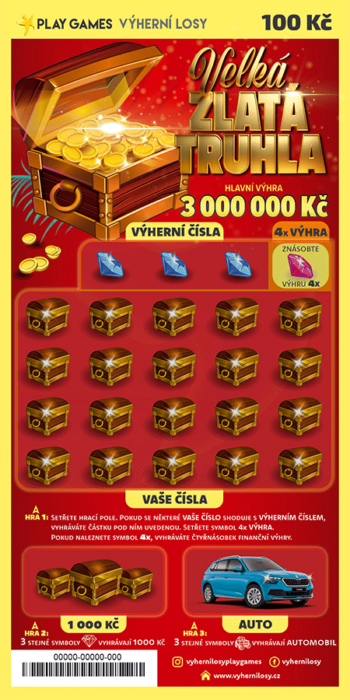 Ukázka nesetřeného losu Velká zlatá truhla 2