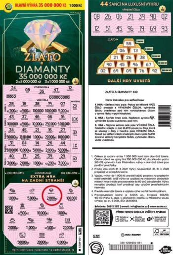 Ukázka setřeného losu Zlato a Diamanty