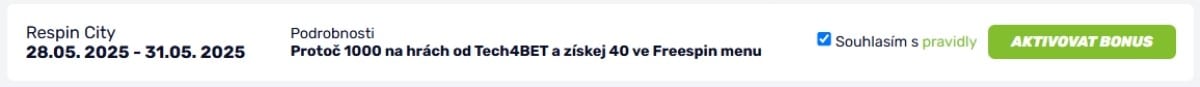 Aktivace bonusu fBet