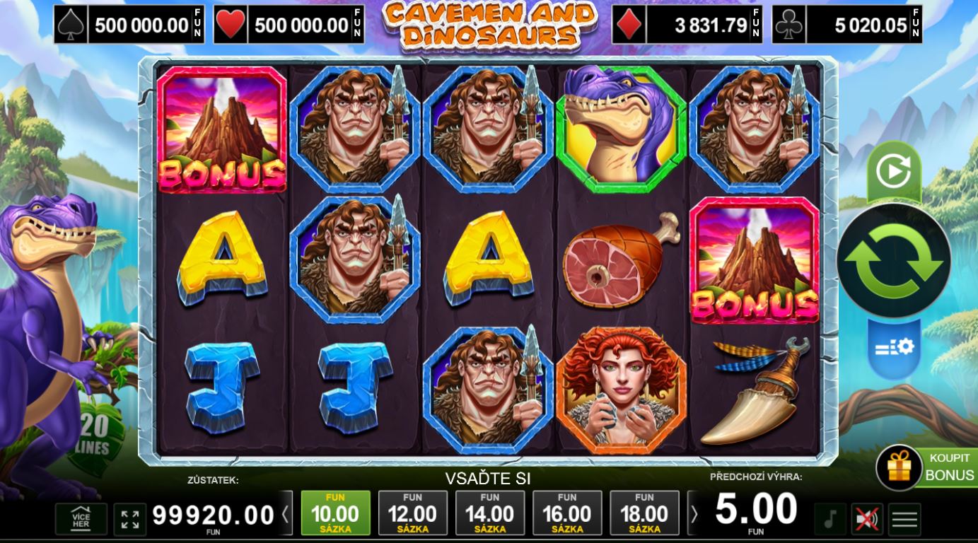 automat Cavemen and Dinosaurs od Amusnetu
