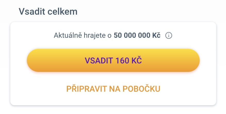 Zaplacení sázenky Megamaxy