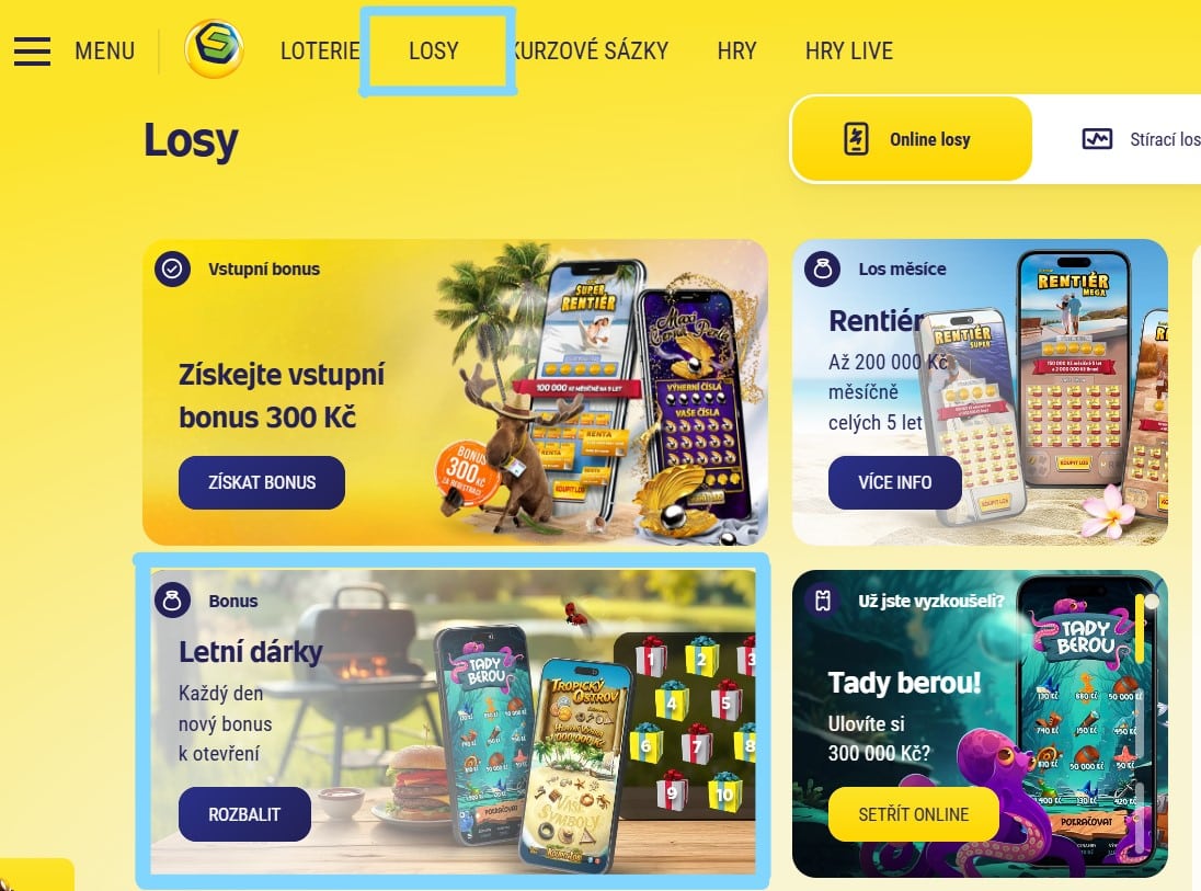 Letní kalendář losy Sazka