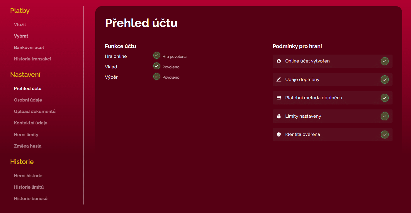 účet LuckyBet