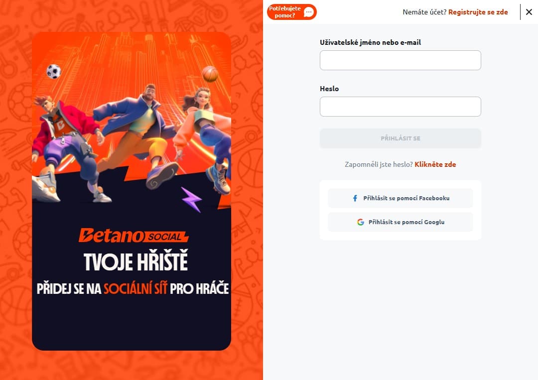 Registruj se v Betano social