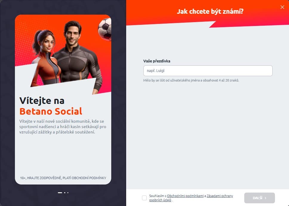 Zadej přezdívku betano social