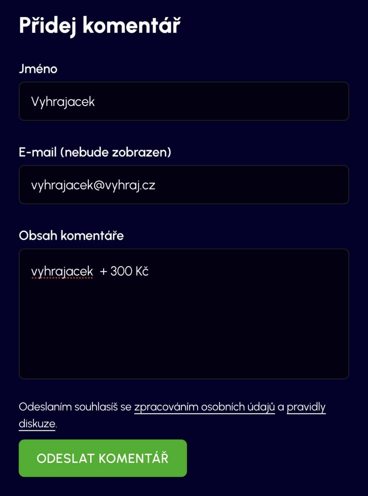 vzor komentáře