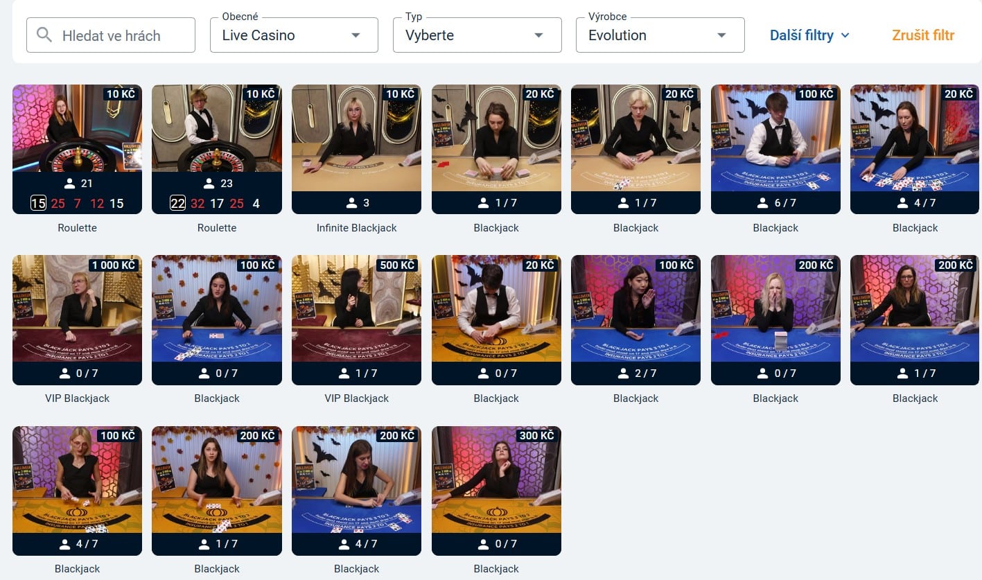 Live casino Evolution Tipsport