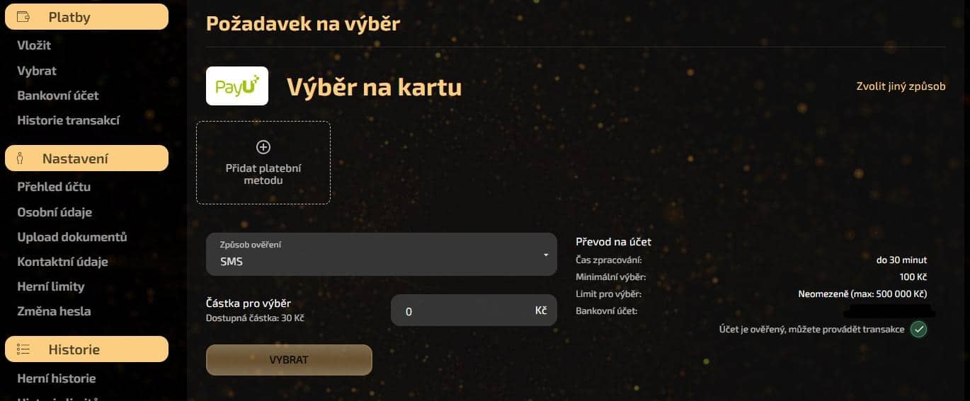 Jak vybrat přes PayU Magic Planet