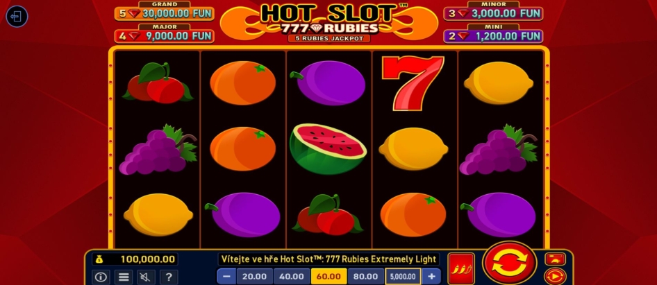 Hot Slot 777 Rubies Extremely Light od Wazdan