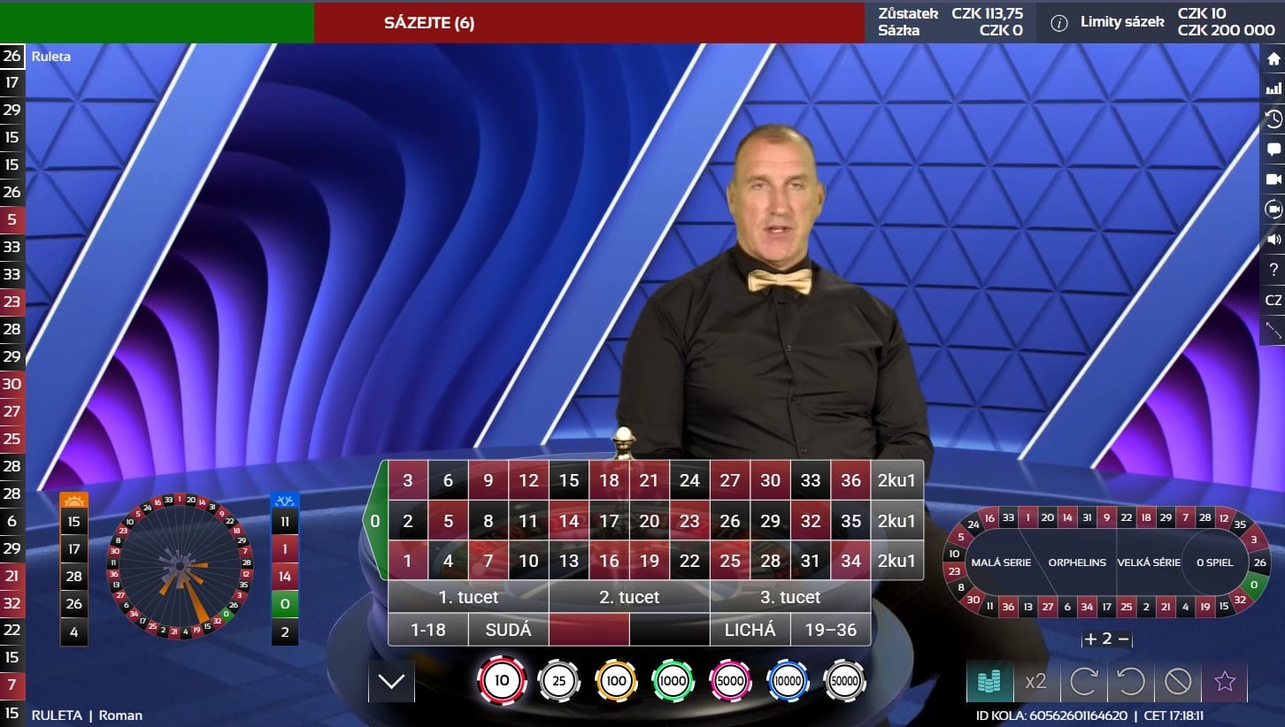 Live casino Kartáč ruleta